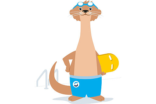 Fiete, der Otter, das Maskottchen der Bielefelder Bäder